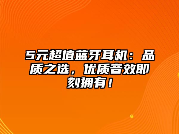 5元超值藍(lán)牙耳機(jī)：品質(zhì)之選，優(yōu)質(zhì)音效即刻擁有！