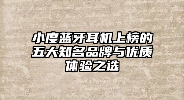 小度藍(lán)牙耳機上榜的五大知名品牌與優(yōu)質(zhì)體驗之選