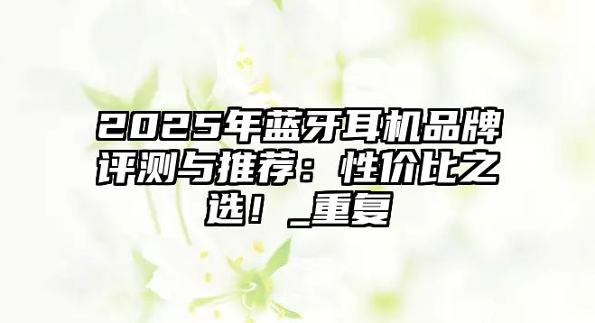 2025年藍(lán)牙耳機品牌評測與推薦：性價比之選！_重復(fù)