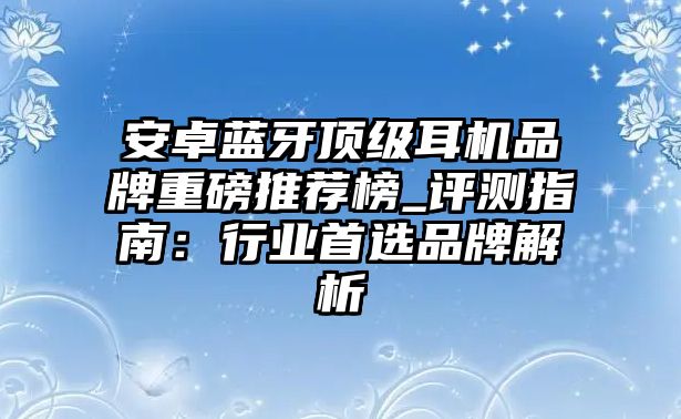 安卓藍(lán)牙頂級耳機(jī)品牌重磅推薦榜_評測指南：行業(yè)首選品牌解析