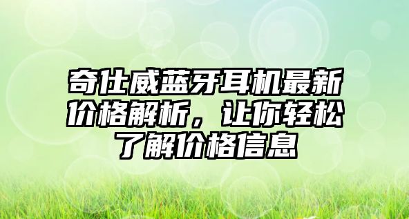 奇仕威藍牙耳機最新價格解析，讓你輕松了解價格信息