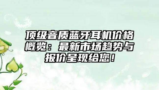 頂級(jí)音質(zhì)藍(lán)牙耳機(jī)價(jià)格概覽：最新市場(chǎng)趨勢(shì)與報(bào)價(jià)呈現(xiàn)給您！