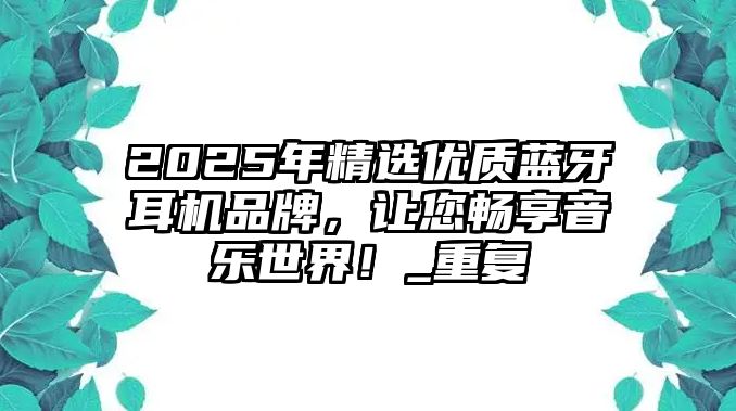 2025年精選優(yōu)質(zhì)藍(lán)牙耳機(jī)品牌，讓您暢享音樂世界！_重復(fù)