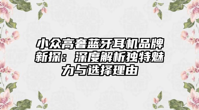 小眾高奢藍(lán)牙耳機(jī)品牌新探：深度解析獨(dú)特魅力與選擇理由