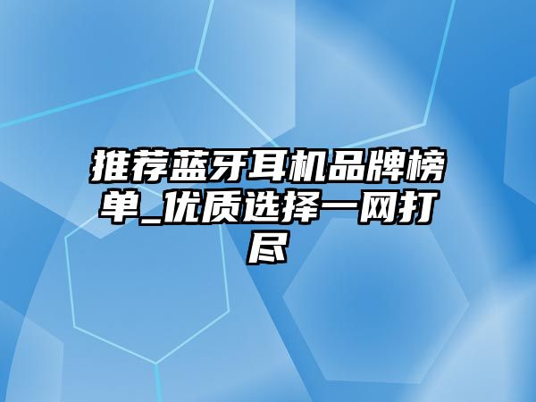 推薦藍(lán)牙耳機(jī)品牌榜單_優(yōu)質(zhì)選擇一網(wǎng)打盡