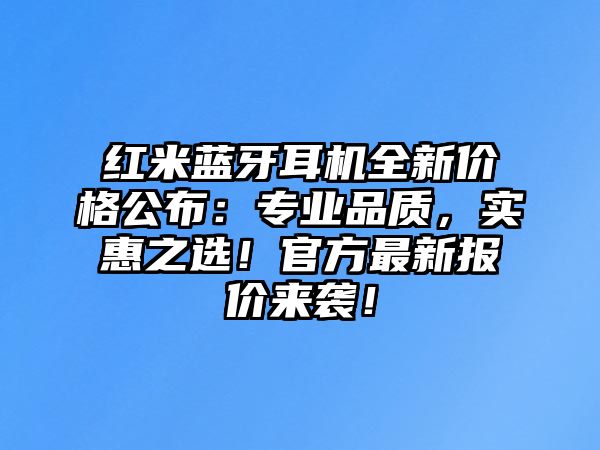 紅米藍(lán)牙耳機全新價格公布：專業(yè)品質(zhì)，實惠之選！官方最新報價來襲！