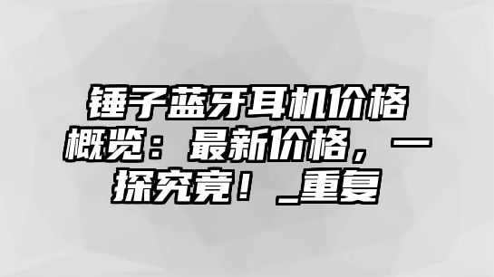 錘子藍(lán)牙耳機(jī)價(jià)格概覽：最新價(jià)格，一探究竟！_重復(fù)
