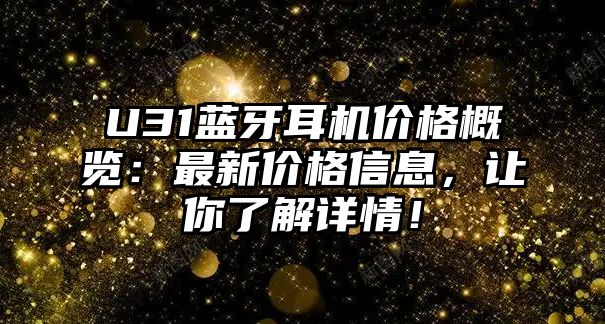 U31藍(lán)牙耳機(jī)價(jià)格概覽：最新價(jià)格信息，讓你了解詳情！