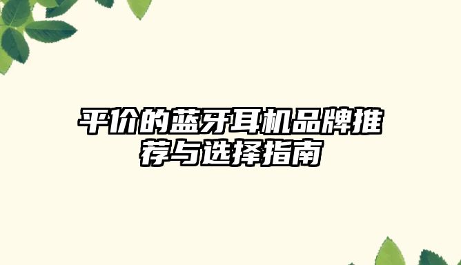 平價(jià)的藍(lán)牙耳機(jī)品牌推薦與選擇指南