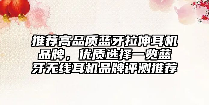 推薦高品質(zhì)藍(lán)牙拉伸耳機(jī)品牌，優(yōu)質(zhì)選擇一覽藍(lán)牙無線耳機(jī)品牌評測推薦