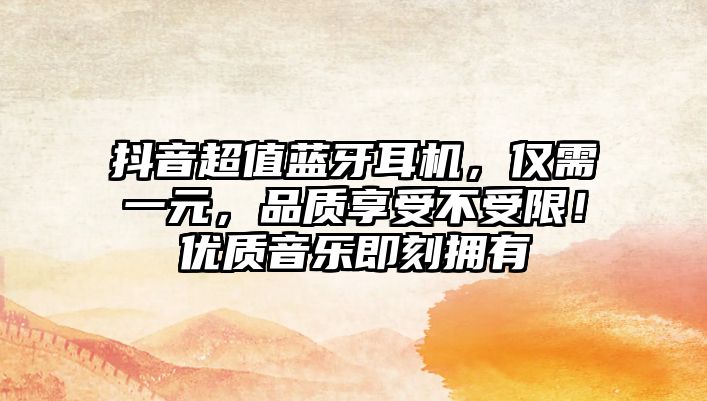 抖音超值藍(lán)牙耳機(jī)，僅需一元，品質(zhì)享受不受限！優(yōu)質(zhì)音樂即刻擁有